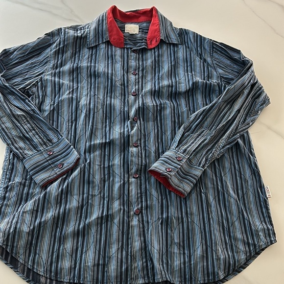 COOGI Men’s Casual Striped Button Up Top Stitch Quilted Design - Picture 1 of 9